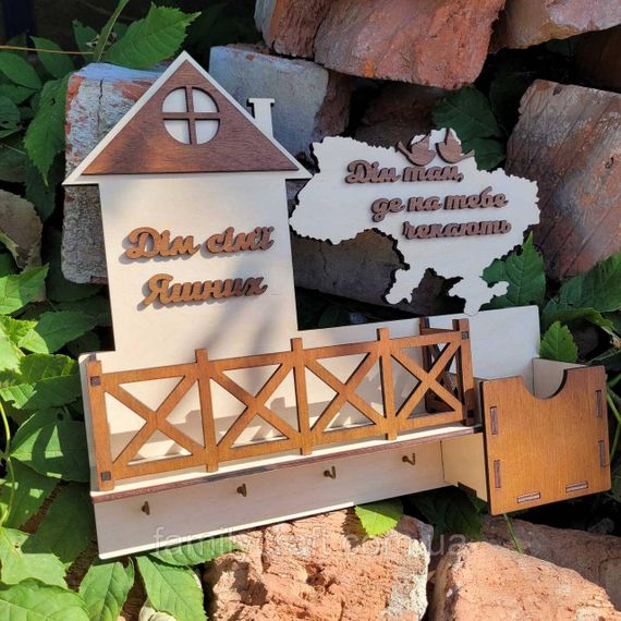 Настінна ключниця з дерева Дерев’яний органайзер для ключів Тримач для зберігання Персоналізація | Зображення 4