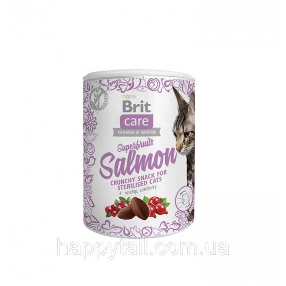 Лакомство Brit Care Superfruits Salmon д/стерилизованных котов с лососем шиповником и клюквой 100 г