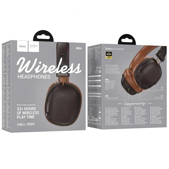 Накладні бездротові навушники Hoco W64 Earl II Brown | Зображення 4