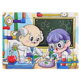 Детский деревянный пазл-вкладыш "Урок химии" MD 1343-6, 12 элементов