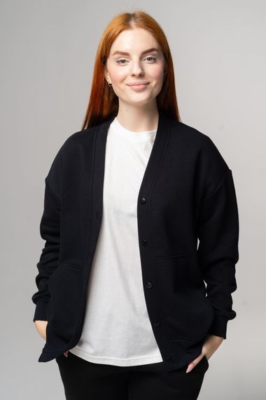 Кардиган жіночий утеплений чорний, 2XL