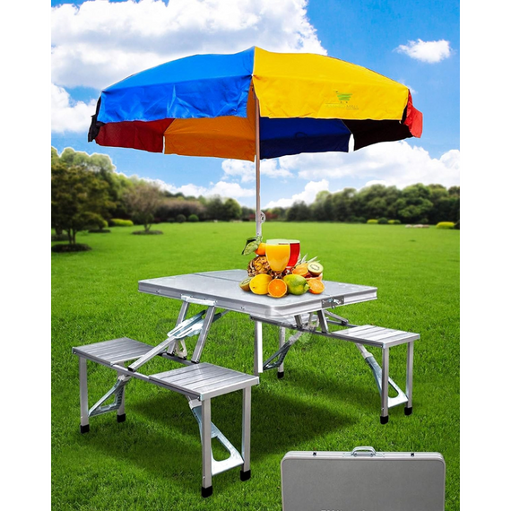 Складний алюмінієвий стіл Picnic Table, стіл трансформер, валіза алюмінієва, для пікніка та риболовлі