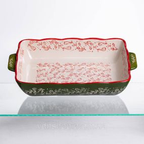 Форма для запекания Vintage 33×21×5.5 (см) прямоугольная с ручками Зеленая HM05-11
