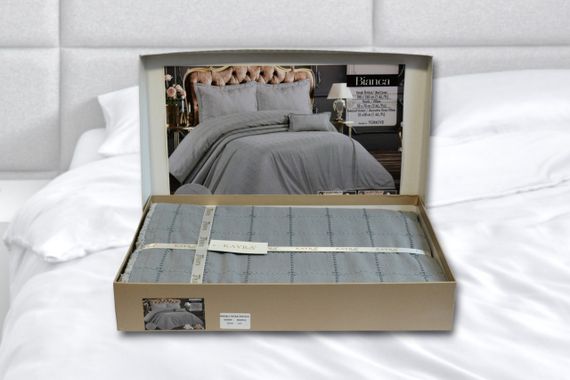 Покривало з бахромою Kayra 240х260 см. Bianca сіре | Зображення 6