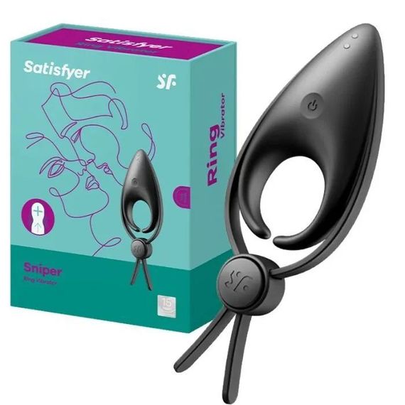 Ерекційне віброкільце-ласо з регулюванням розміру Satisfyer Sniper Black | Зображення 2