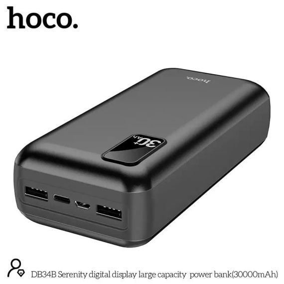 Портативна Батарея Power Bank Hoco DB34B 30000mAh 2USB Powerbank Повербанк Портативний зарядний пристрій | Зображення 4