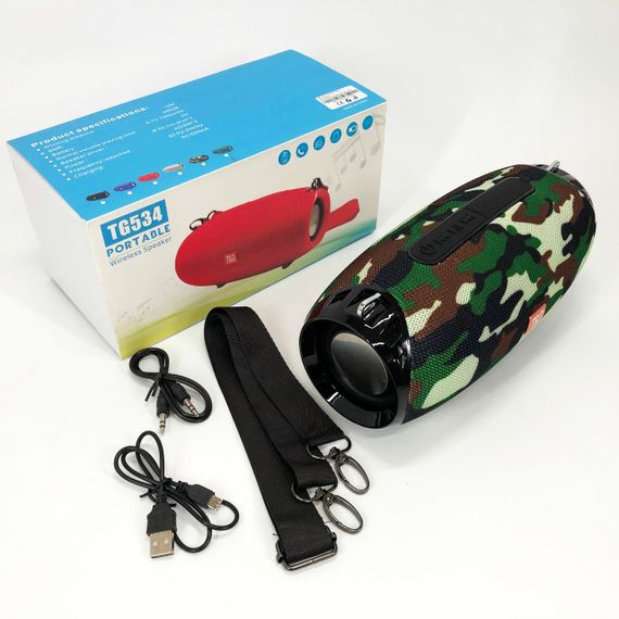Портативна Bluetooth колонка TG534 SD IPX5 з ремінцем, гучна блютуз колонка. Колір: камуфляж | Зображення 8