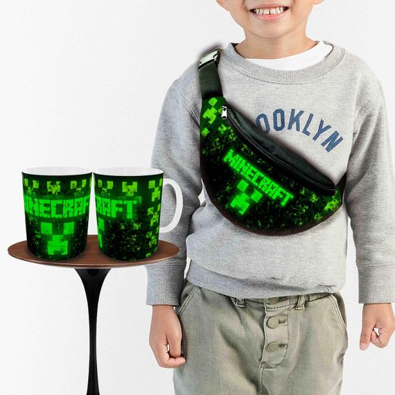 Набор: Сумка-бананка+ Кружка майнкрафт "Minecraft" детская с принтом (00248)