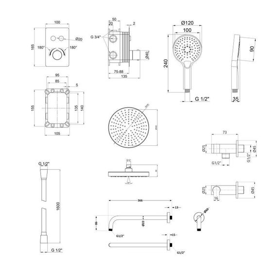 Акційний набір Qtap: Змішувач для душу Votice QTVOT6442T105NKB + Лійка QTHLAVA228O1ZBB+Лійка QTRUCA120O3KBB+Шланг | Зображення 1