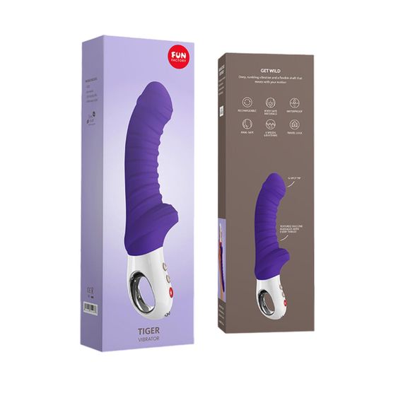 Вибратор для точки G Fun Factory TIGER violet, ребристый, подходит для анальной стимуляции | Зображення 6