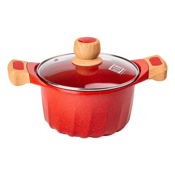 Набор посуды, 3 кастрюли, толстодонное алюминиевое дно MGC с лопаткой и половником, красный HP-4-401R | Зображення 1