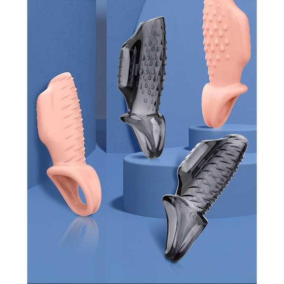 Насадка на пенис и мошонку с вибрацией Choke Ring телесный | Зображення 5