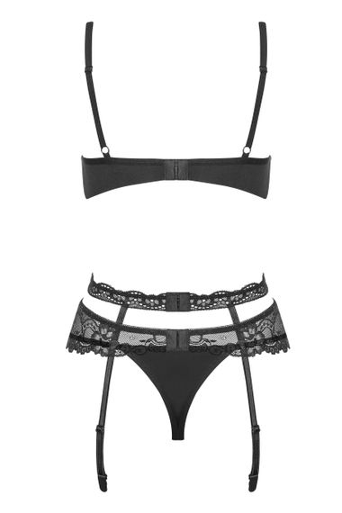 Комплект з поясом для панчох Obsessive Heartina set Чорний L/XL | Зображення 4