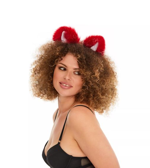 Хутряні вушка кішки, Темно-червоні з білим OKOVA Sex Aura | Зображення 4