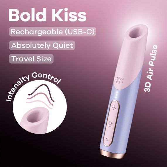 Вакуумный стимулятор Satisfyer Bold Kiss Violet, магнитная технология 3D Air Pulse, 30 режимов работы | Зображення 5
