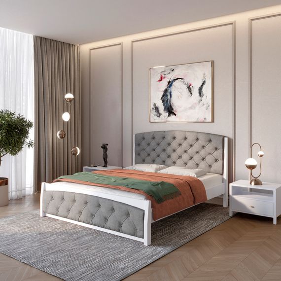 Двоспальне дерев'яне ліжко Mebigrand Мехіко Сіро-блакитний (S2010R80B)/Аляска 93 (Сірий) 160х190 см (MBG-12257)