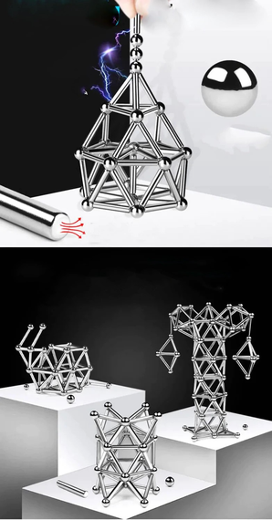 Магнитный конструктор Magnetic Building, 63 детали Серебристый (sv0529) | Зображення 3