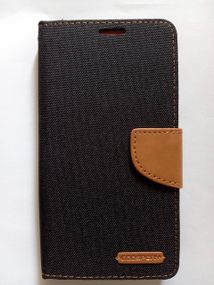 Чохол-книжка Goospery з тканини для Lenovo A2020 Vibeс чорний/коричневий