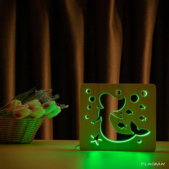 Светильник ночник ArtEco Light из дерева LED "Русалочка" с пультом и регулировкой... | Зображення 6