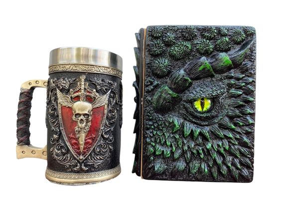 Подарунковий набір Кухоль 3D Крилатий Череп і Блокнот 3D «Око Лісового Дракона»