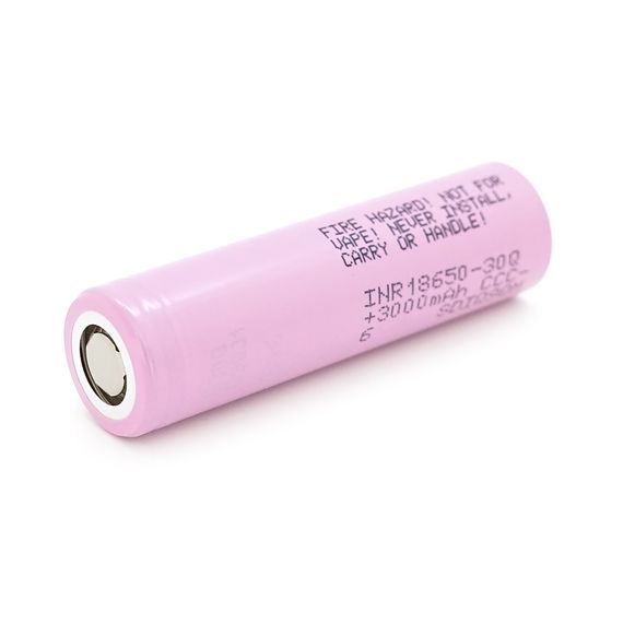 Аккумулятор Li-Ion 18650 Samsung INR18650-30Q, 3000mAh, 15A, 4.2/3.6/2.5V, PINK | Зображення 1