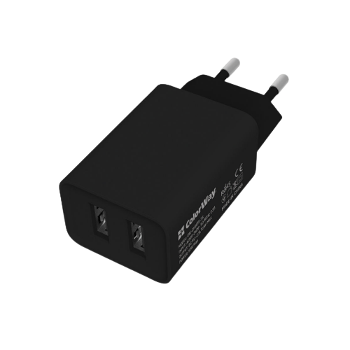 Зарядний пристрій мережевий 2USB 2,1А 10W чорний ColorWay CW-CHS015-BK | Зображення 2