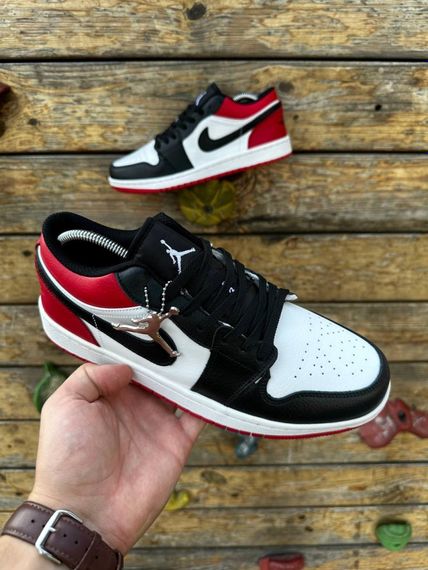 Кросівки Nike Air Jordan low (black white red) | Зображення 7
