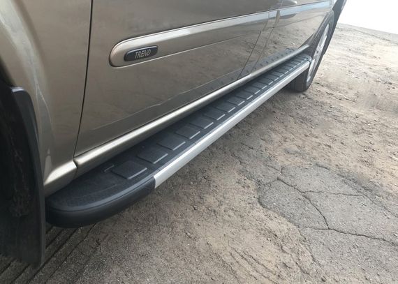 Боковые пороги Duru (2 шт., алюминий) Длинная (ExtraLong) для Mercedes Vito / V W447 2014-2024 гг