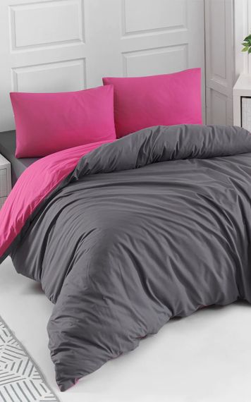 Постільна білизна Charlotte Colorpool Ranforse 200х220 см  Fusya-Antrasit