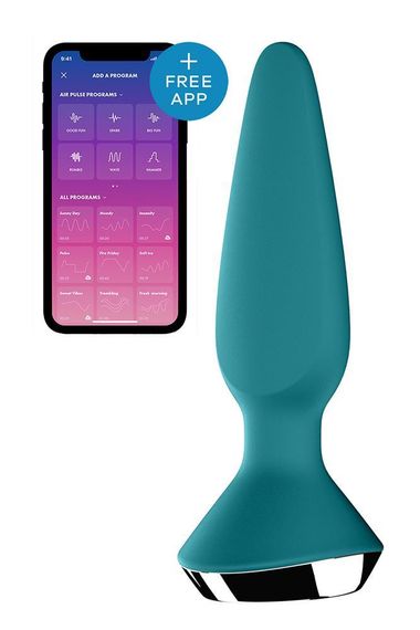 Анальна пробка з двома моторами та керуванням з телефону Satisfyer Plug-ilicious 1 Petrol, зелений Sex Aura