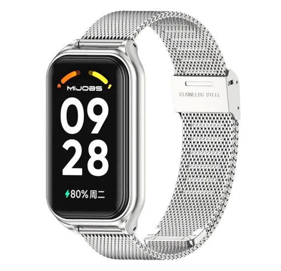 Ремінець металевий Mijobs Milan для фітнес браслета Xiaomi Mi Smart Band 8 Active - Silver | Зображення 1