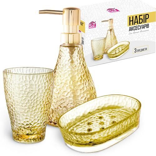 Аксесуари для ванної кімнати дозатор мильниця склянка Crystal yellow | Зображення 1