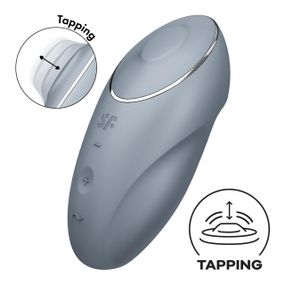 Вибростимулятор-пульсатор Satisfyer Tap & Climax 1 Bluegrey, эффект постукивания пальцем, 2 мотора Sex Aura