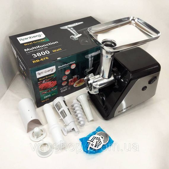 М'ясорубка кухонна шнекова Rainberg, Електром'ясорубки для дому професійні, Електром'ясорубка помічниця SB-38 | Зображення 6
