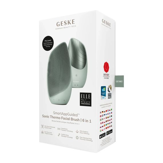 Електронна звукова термо щітка для обличчя GESKE Sonic Thermo Facial Brush 6в1 gray, Зелений | Зображення 7