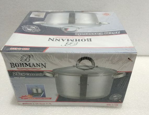 Кастрюля Bohmann BH-1424, 6.6 л, 24 см, из нержавеющей стали с крышкой, для всех типов плит | Зображення 6