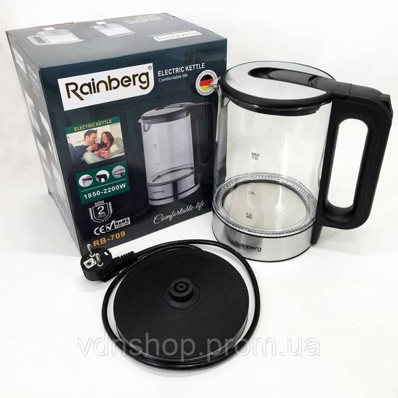 Электрический чайник с индикатором включения Rainberg RB-709, Надежный электрочайник IG-42 | Зображення 8