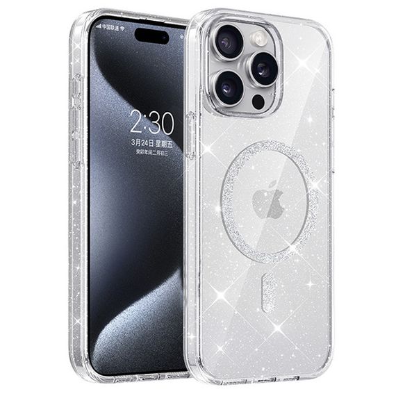 Чехол TPU Eclipse Sparkle (MagFit) для Apple iPhone 15 Pro Max (6.7") Clear