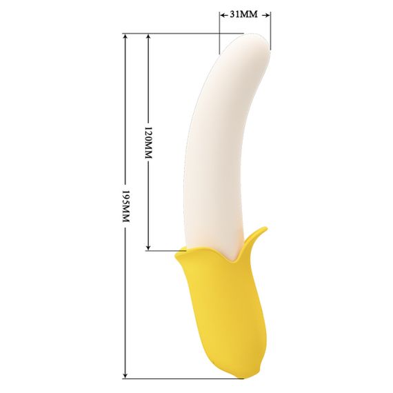 Вібратор у формі банана Pretty Love Banana Geek з фрикціями, 19.5 х 3.1 см | Зображення 5