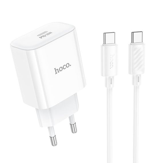 МЗП Hoco C76A Pro Majestic PD30W (1USB-C) + кабель Type-C to Type-C White