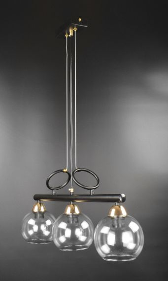 Люстра підвісна на 3 лампочки 26553 Чорний 40-190х15х65 см.