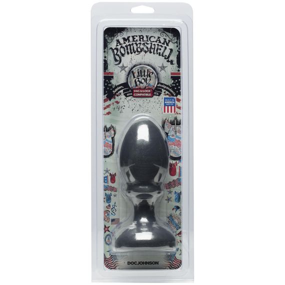 Анальная пробка Doc Johnson American Bombshell Little Boy - Gun Metal, диаметр 5,59 см | Зображення 1