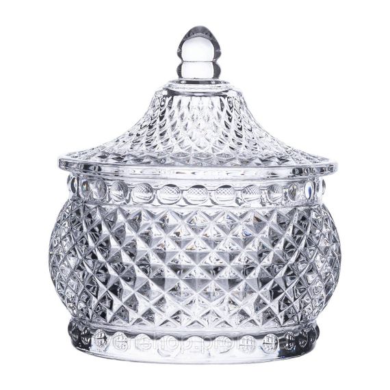 Цукерниця скляна з кришкою Ø 8 см кругла HP-YH-4