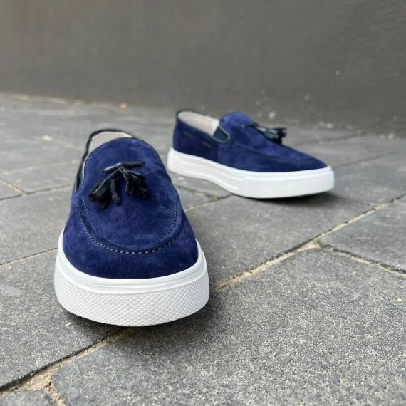 Сині лофери на білій підошві 45 розмір | Зображення 4