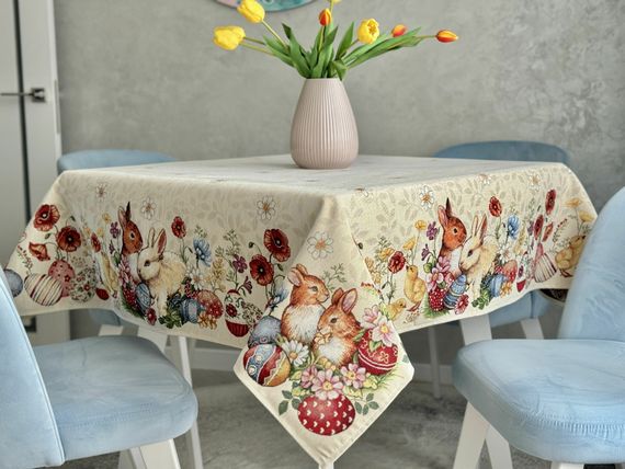 Скатертина гобеленова PRIMROSE Limaso, 137х137, Квадратна, Великодній, Без люрексу, 60% поліестер, 24% бавовна, 16% акрил, Гобелен | Зображення 5