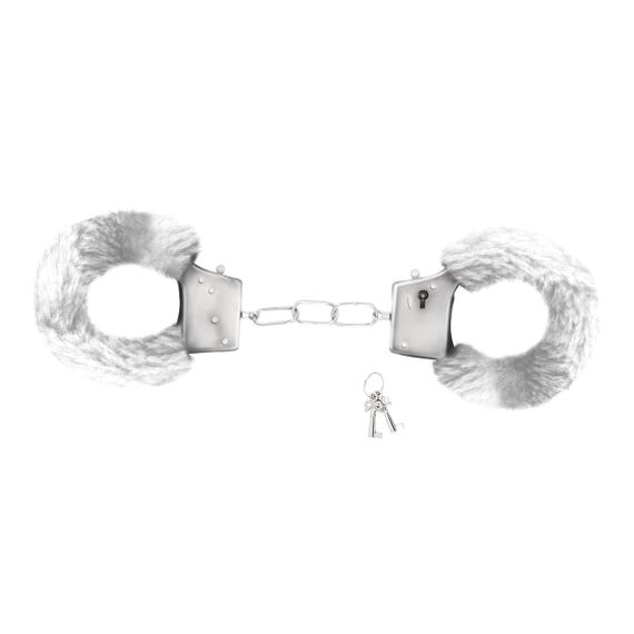 Наручники Love Cuffs Crushious металеві, з білим хутром Sex Aura