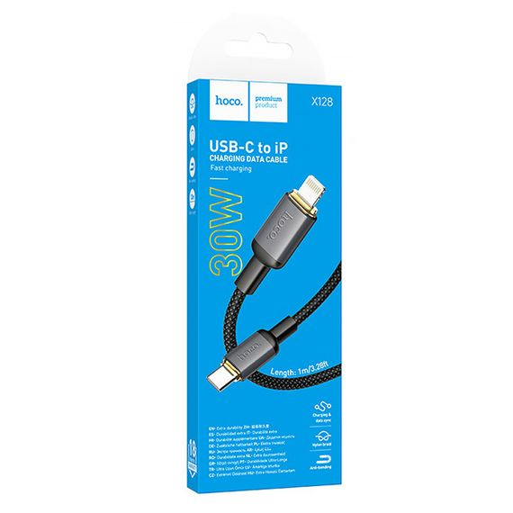 Дата кабель Hoco X128 Benefit Type-C to Lightning 30W (1m) Black | Зображення 1