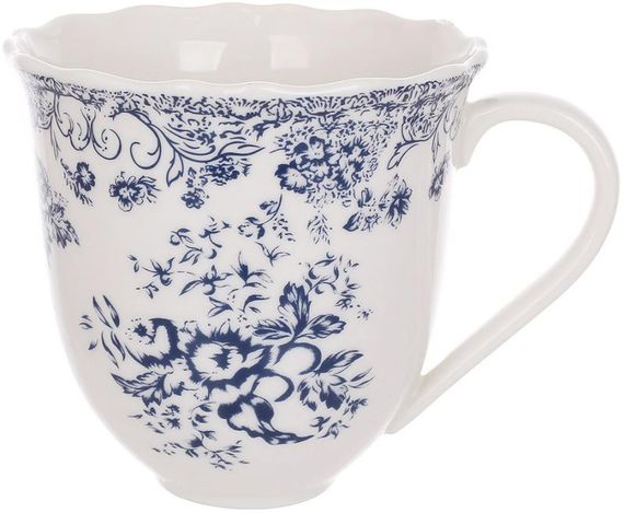 Набір 6 порцелянових кухлів "Англійська Троянда" 350мл, синій орнамент