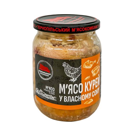 М'ясо курей у власному соку Тернопільський м'ясокомбінат 500 г