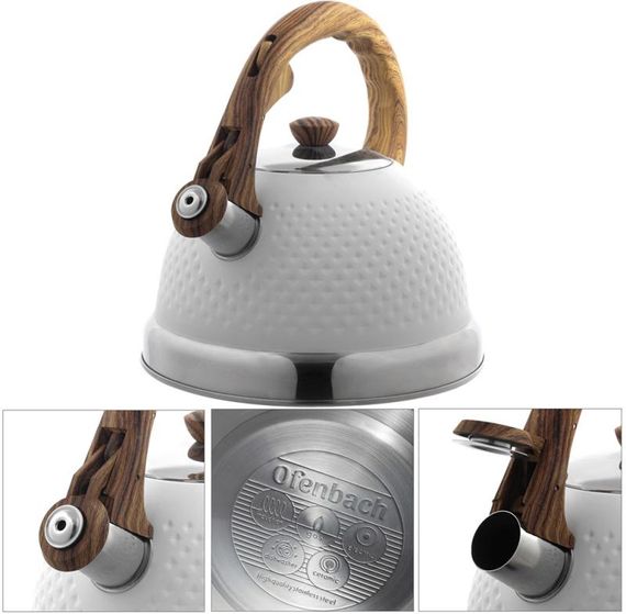 Чайник Ofenbach Whistling Kettle White 2.7л нержавіюча сталь зі свистком, білий | Зображення 2